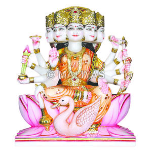 Idole en marbre de Panchmukhi Gayatri Mata |   Murti de la déesse Gayatri à cinq faces pour le temple – Maliyas - Product Image 1