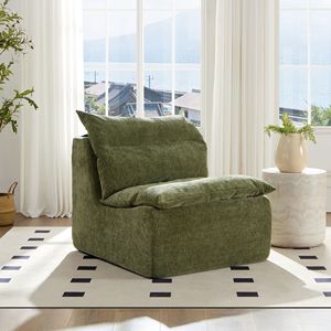 Accent Armless Single Couch Lounger Lazy <b>Floor</b> <b>Seating</b> with Backrest for Living Room or Fireside Chaise Lounge Style - Product Image 2