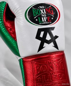 No Boxing No Life Boxing Gloves White Green Red cow hide Leather <b>Lace</b>-Up Full Finger Adult Training Gear best for gyms - Product Image 5