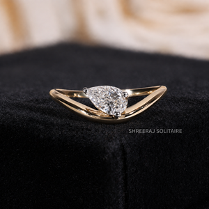 Pear Lab Grown <b>Diamond</b> 0.50 Carat Curved Solitaire <b>Ring</b> for Women 925 Silver 14K/18K Gold Gift Jewelry - Product Image 1