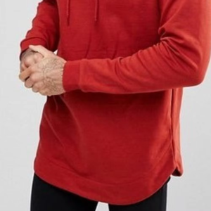 Sweat à capuche classique rouge respirant en coton pour homme, tissu doux, manches longues, avec broderie personnalisée, sweat à capuche confortable et écologique - Product Image 3