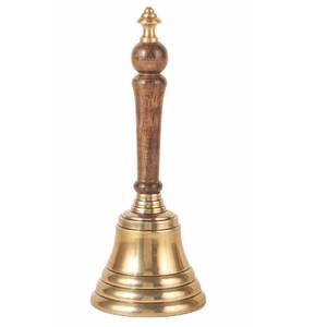 Campana de Mano de Latón con Acabado Antiguo y Mango de Madera, Ideal para Bodas, Escuelas, Juegos y Mostradores de Recepción - Product Image 1