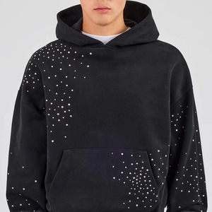 <b>Top</b> Selling Breathable Windproof Warm Custom Bling Sparkle <b>Crystal</b> Rhine Stone Men's Skull Full-Zip Fleece Winter 100% Polyester - Product Image 2
