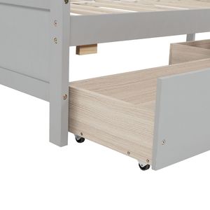 Divano letto in legno di pino con 2 cassetti grigi contenitore OLD SKU W50426286 - Product Image 1