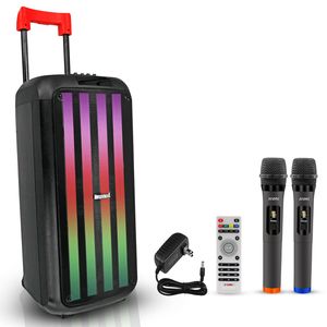 Altoparlante portatile DJ da 8 pollici 2 microfoni senza fili luce braccio a 3 vie per feste Karaoke Machine PA Bocina canto PLB 8x2 - Product Image 1