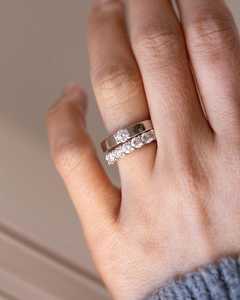 <b>Solitaire</b> Round Diamond Wedding Band <b>Ring</b> Lab Grown Original 925 Sterling <b>Silver</b> Fine Gift For Lovers - Product Image 5