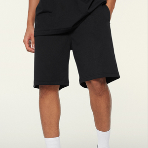 Men's Black Cotton Shorts Elastic Waist Casual <b>Summer</b> Wear Side Pockets Breathable Knitted Fabric Midweight Style - Product Image 1
