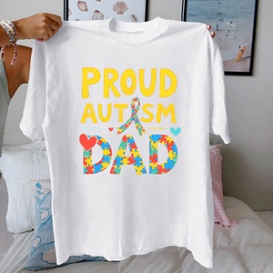 PROUD AUTISM DAD design pur coton Tshirt femme confort fit - Product Image 2