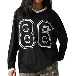 Camiseta Deportiva Americana de Malla 100% Poliéster, Corte Cuadrado, Manga Corta, Cuello en V, Hombros Caídos, Transpirable, Protección UV - Product Image 4