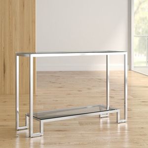 Decorative Entryway Metal <b>Console</b> <b>Table</b> Featuring Transparent Glass <b>Top</b> Premium Accent Furniture For Modern Home Spaces - Product Image 5