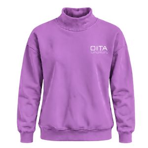 Sweat-shirt pour femme violet orchidée à col montant, manches longues, coupe ample, en polaire, style décontracté, streetwear, pull d'hiver tendance - Product Image 1