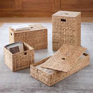 Woven <b>Lidded</b> Water Hyacinth Storage <b>Hamper</b> Handmade Storage <b>Basket</b> Wholesale eco-friendly Made by VgreenArt from Vietnam - Product Image 4