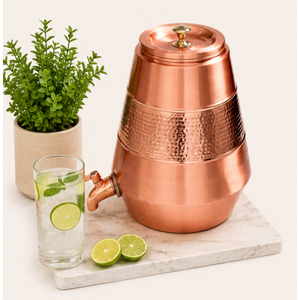 Handcrafted Pure Copper Water Dispenser with Tap Ayurvedic Copper Water Tank Hammered Finish Antimicrobial Storage Container - Product Image 2