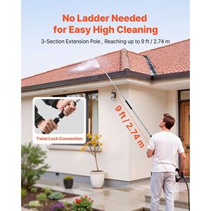 Asta Telescopica da 2,7 m per Idropulitrice, Asta di Prolunga a 3 Sezioni con 7 Ugelli, Adattatore per Tubo e Cinghia di Stoccaggio - Product Image 2