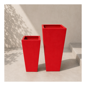 Modern Square Fiberglass Planter Pot Outdoor Garden Decor <b>Large</b> Flower Container Durable Waterproof Factory Black Gray Red - Product Image 1
