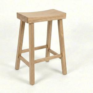 Taburete Alto de Barra, Redondo, de Madera de Caucho Sólida, Moderno, Minimalista, Mueble para el Hogar, Duradero y Ligero - Product Image 1