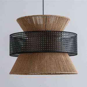 Abat-jour en rotin festonné, fait main, tissé naturellement, luxueux, écologique, abat-jour suspendu, abat-jour de lampe de plafond moderne asiatique - Product Image 4