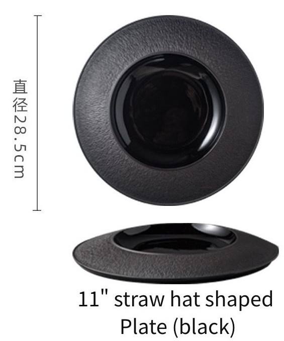 11" black Plate (straw hat)