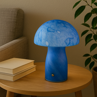 Lampe de table moderne en verre en forme de champignon, rechargeable sans fil, avec commande tactile, lumière LED