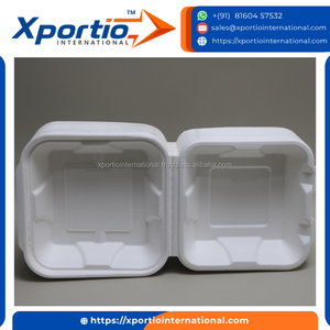Boîte à repas jetable en fibre de canne à sucre biodégradable, format clamshell, compatible micro-ondes et congélateur, 500 pièces par carton - Product Image 3