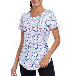 Camiseta de Manga Corta con Cuello Redondo y Estampado Geométrico para Mujer, Ajuste Holgado, Tejido Transpirable, Ropa Casual para Todas las Temporadas - Product Image 3