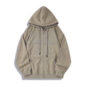 Sweat à capuche zippé de luxe pour homme en coton, coupe courte, oversize, vierge, épais, grandes tailles - Product Image 5