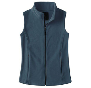 Chaleco acolchado azul marino sin mangas para mujer con bolsillos con cremallera, ropa ecuestre de poliéster - Product Image 3