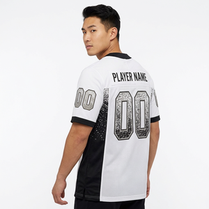 Camiseta de Fútbol Americano Gris Personalizada – Nombre y Número del Equipo Personalizados, Camisa Deportiva con Ribete Negro - Product Image 2