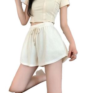 กางเกงขาสั้นสำหรับใส่วิ่งออกกำลังกายในยิมของผู้หญิงกางเกงลำลองขนาดใหญ่ขากว้างมีเชือกผูกเอวระบายอากาศได้ดีแห้งเร็ว - Product Image 2