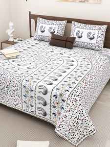 Premium Hand Print Viscose Bedsheet With 2 <b>Pillow</b> <b>Cases</b> for Home Decor <b>King</b> <b>Size</b> Bedding Collection Available at Wholesale Price - Product Image 3
