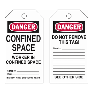 Etiquetas Brady para Trabajadores en Espacios Confinados, Etiquetas Flexibles y Duraderas de Alta Visibilidad para Áreas de Trabajo Industrial - Product Image 1