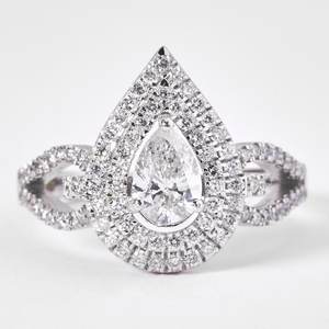 Moissanite 1CT Pear <b>Solitaire</b> Halo Classic <b>Ring</b> For Women's original 925 <b>Silver</b> For Wedding Surprise Gift For Lovers - Product Image 1