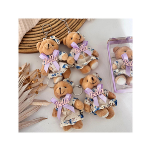 Plush Teddy Bear Baseball Keychain 3D Cartoon Soft Stuffed Animal With <b>Bat</b> And <b>Ball</b> Pendant Carabiner Charm - Product Image 6