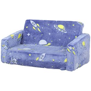 Divano per Bambini con Rivestimento Lavabile Blu e Motivo Spaziale Fluorescente - Product Image 1