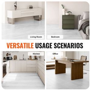 Piastrelle Autoadesive in PVC Effetto Legno Grigio Chiaro 390 X 23,6 Pollici Spessore 1,5mm Adesive per Pavimenti Fai-da-Te in Cucina - Product Image 6