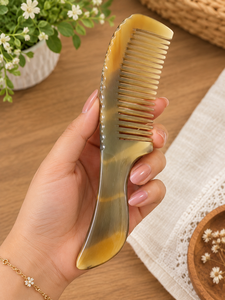 Natural Horn Hair <b>Comb</b> Handmade <b>Wide</b> Tooth Detangling and Styling <b>Comb</b> for Men Women, Smooth Polished Grooming Accessory . - Product Image 1
