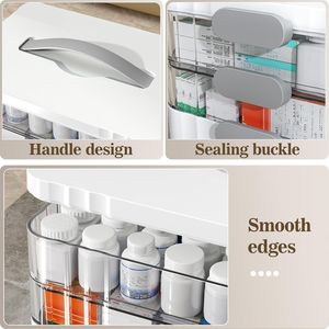 Organizzatore Portatile per Medicinali a 3 Livelli con Manico in Plastica, Contenitore Vuoto Multiuso per Pillole e Pronto Soccorso - Product Image 5