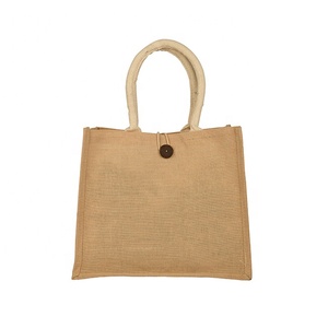Bolsa de compras de yute impresa personalizada ecológica Natural Hessian Plain Shopper Beach Tote arpillera reutilizable con diseño único - Product Image 2