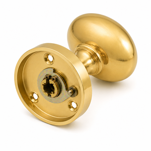 ลูกบิดประตูทองเหลืองทรงกลม ผิวทองเหลืองขัดเงา สำหรับล็อคประตูบ้าน - Product Image 5