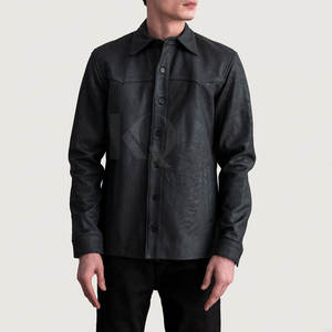 Chemises en cuir au design classique pour hommes, tissu doux et confortable, matière légère, adaptées au bureau et à un usage quotidien - Product Image 4