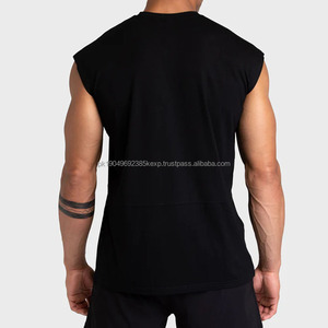 Débardeurs noirs sans manches pour hommes, personnalisables avec logo, service OEM - Product Image 2