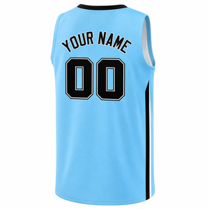 Camiseta de Baloncesto Warpro, Cuello en V, Sin Mangas, Azul Claro, Sublimada, Nombre y Número Personalizados, Unisex, Adulto, Corte Regular - Product Image 4