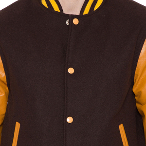 แจ็คเก็ตวาร์ซิตี้คุณภาพสูง ตัวเสื้อทำจากขนสัตว์แท้ แขนเสื้อหนังแท้ รุ่นใหม่ล่าสุด แจ็คเก็ตเบสบอลแบบ Letterman สำหรับผู้ชาย - Product Image 6