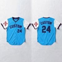 Maillot de baseball à manches courtes avec fermeture boutonnée, logo blanc, col en V, tissu de haute qualité, coupe classique pour homme par RIVIAN ATLANTIC