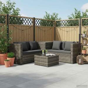 Juego de 4 Muebles de Patio Gris Oscuro, Colección Duradera para Comer al Aire Libre - Product Image 1