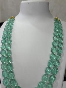 Perles de pierres précieuses synthétiques vert émeraude, forme ovale, certifiées par un tiers, BU GEMS AB54 - Product Image 6