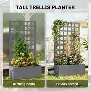 Fioriera Rialzata in Acciaio Zincato Grigio 61x23x113 cm con Traliccio per Piante Rampicanti e Ortaggi - Product Image 5
