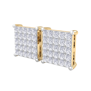 Pendientes de botón cuadrados de moissanita de oro de 18 quilates con corte brillante redondo y engaste de puntas, joyería clásica para mujer para uso diario - Product Image 4