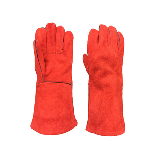 Elbow Length Cotton/Leather Welding <b>Gloves</b> with Heat Resistance Breathable & Anti-Slip for Heavy Duty MIG Welding <b>Gloves</b> - Product Image 1