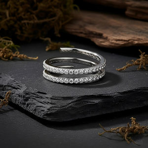 แหวนคิวบิกเซอร์โคเนียแบบพันสองแถว คอลเลคชั่นพรีเมียม เงินแท้ 925 สำหรับงานหมั้น งานแต่งงาน งานเลี้ยง ของขวัญเครื่องประดับชั้นดี - Product Image 2